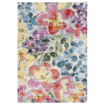 Power Loomed Area Rug, Soft Polypropylene With Abstract Floral Pattern, 9' X 12'