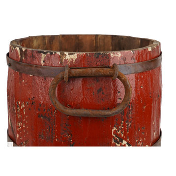 Rustic Farmhouse Trim Bucket-Vintage Inspired-Large-15 Inch, Red