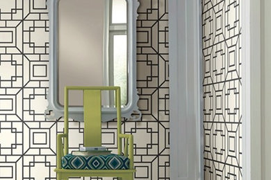 Ispirazione per un soggiorno minimalista di medie dimensioni con pavimento grigio
