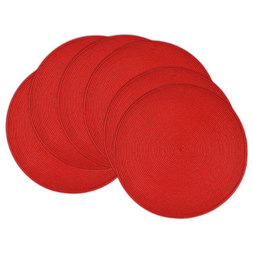 Round Woven Placemats Red, Set of 6
