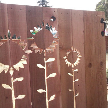Sunflower Gate for Cedar Wood Fence