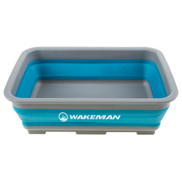 Wakeman 10L Collapsible Portable Camping Wash Basin, Blue