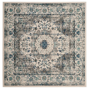 Safavieh Couture Evoke Collection EVK220 Rug, Ivory/Gray, 6'7" Square