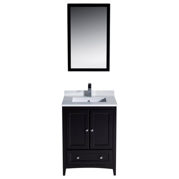 24" Single Sink Bathroom Vanity, Espresso, FFT1030CH