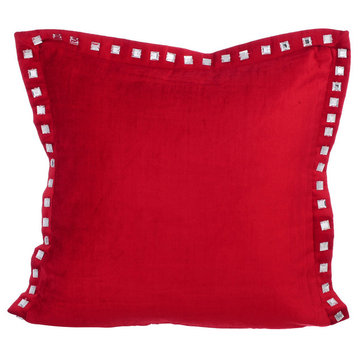 Crystals 22"x22" Velvet Red Accent Pillows, Red Crystal Palace