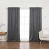 Heathered Linen Look Back Tab Blackout Curtains, Dark Grey, 52"x84"