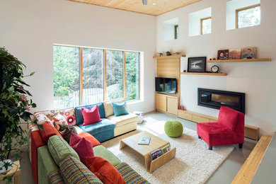 Example of a trendy living room design in Calgary
