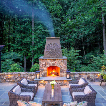 Fireplace with Forest Backdrop