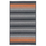 Colonial Mills - Frazada Stripe FZ29 Charcoal /Orange Stripes Area Rug, Rectangular 5'x7' - Inspired by the design of Bolivian frazada blankets, this wool blend rug combines on trend colors in a fun stripe for a soft yet dynamic look.