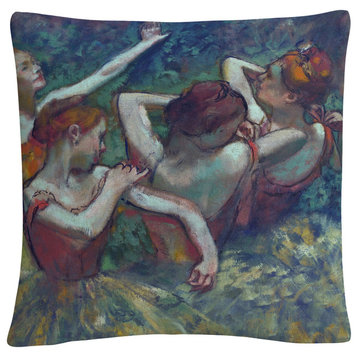 Edgar Degas 'Four Dancers 1899' 16"x16" Decorative Throw Pillow