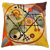 Kandinsky Pillow Cover Circles In Circle Gold Gray Hand Embroidered Wool 18x18"