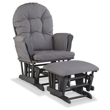 Stork Craft Hoop Custom Glider and Ottoman in Gray and Slate Gray