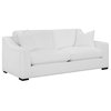 Coaster Ashlyn Transitional Upholstered Fabric Sofa with Sloped Arms in White