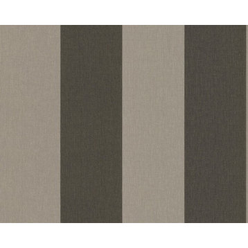 Elegance2, Modern Accent Block Stripes Baroque Brown Wallpaper Roll
