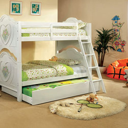 White Bunk Bed with Flower Motif - Bunk Beds