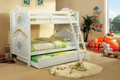 White Bunk Bed with Flower Motif