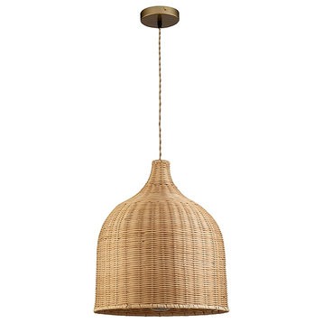 ELE Light & Decor Reely Bamboo and Rattan Single Light Pendant in Brown