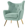 Tufted Accent Chair With Golden Legs, Sage
