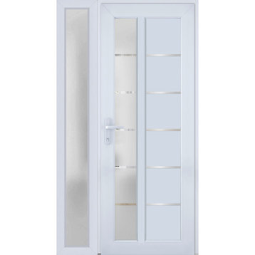 Front Exterior Prehung Door Frosted Glass / Manux 8088 White / 50 x 80" Right In