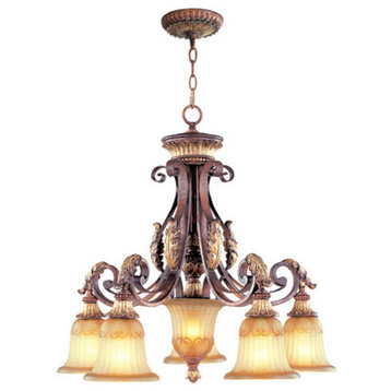 Villa Verona Chandelier, Verona Bronze With Aged Gold Leaf Accents