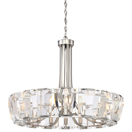 Metropolitan N6986-613 16 Light 33"W Crystal Drum Chandelier - Polished Nickel