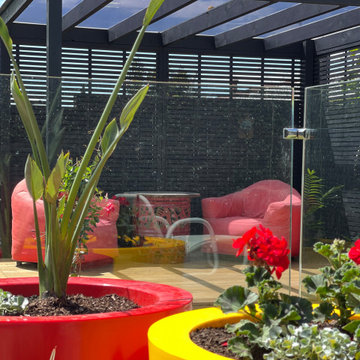 Lush Tropical Garden with Pergola