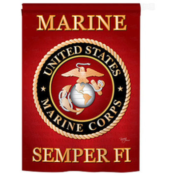 Military Marine Corps 2-Sided Vertical Impression House Flag