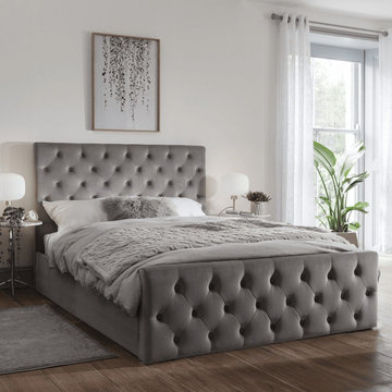 Cavill Grey Fabric Bed Frame Upholstered Double - Laura James