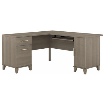 Bush Furniture Somerset 60W L Shaped Desk with Storage Ash Gray