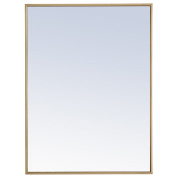 Elegant Decor Monet 32" x 24" Rectangle Metal Frame Mirror in Brass
