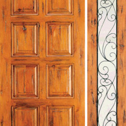 Door with One Sidelite Exterior Prehung Knotty Alder, 8-Panel - Front Doors