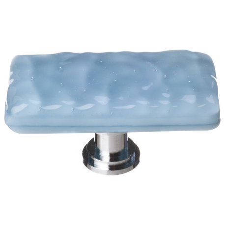 Glacier Powder Blue Long Knob, Polished Chrome Base