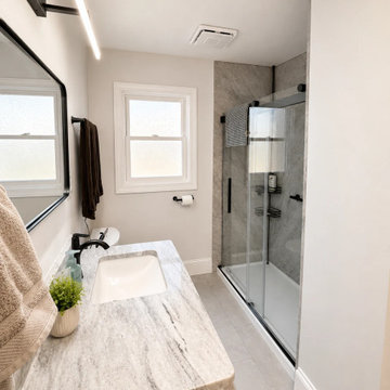Blue River | Primary Bathroom Vanity & Granite Shower