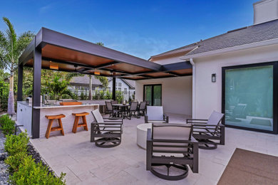 Residential: Black Insulated Patio Cover with Wood-Grain Panels