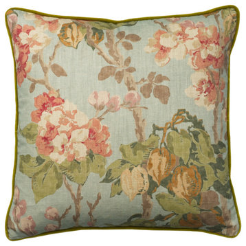 Flower Motif Cotton Cushion, Andrew Martin Midsummer, Sky