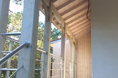 Réalisation d'un porche d'entrée de maison marin.