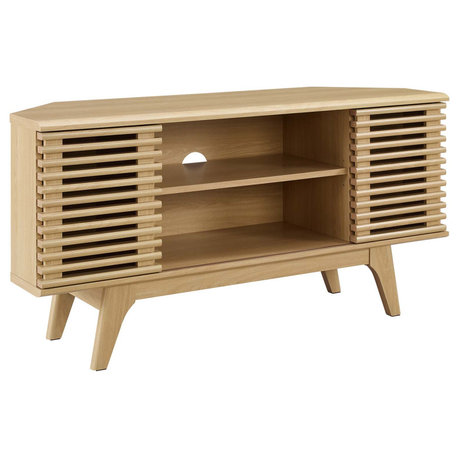 Render 46" Corner TV Stand, Oak