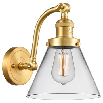 Large Cone 1 Light Sconce In Satin Gold (515-1W-Sg-G42)