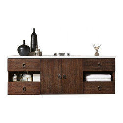 60 inch Floating Single Sink Bathroom Vanity Coffee Oak Finish - Bathroom Vanities And Sink Consoles
