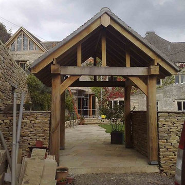 Glass wood balcony and extension, refurbishment of Cotswold stone house