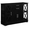 Ryland 47" Wood Storage Sideboard Buffet Cabinet Console Table, Black