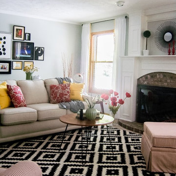 Colorful eclectic, mid century inspired home