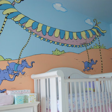 Oh, The Places You'll Go! Dr. Seuss Mural throughout a nursery