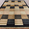 Nuetral Hand Knotted Gabbeh Lori Buft Wool Checked Design Area Rug H630