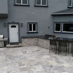 Silver Travertine & Rain Cloud Marble Poroject in Oster Bay - Outdoor Kitchen Appliances