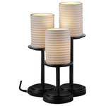 Justice Design Group - Limoges Dakota Table Lamp, Cylinder With Flat Rim, Sawtooth Shade - Limoges - Dakota Table Lamp - Cylinder with Flat Rim - Matte Black Finish with Sawtooth Shade - Incandescent