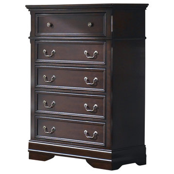 Wood Chest with 5 Drawers, Cappuccino