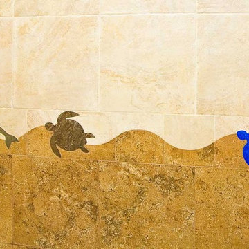 Turtle Tile in Kid's Bathroom and Pool Access Bathroom