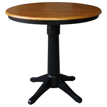 36" Round Top Pedestal Table - 34.9"H, Black/Cherry