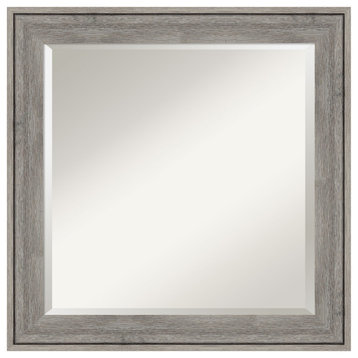 Regis Barnwood Grey Beveled Wood Wall Mirror 24.5 x 24.5 in.